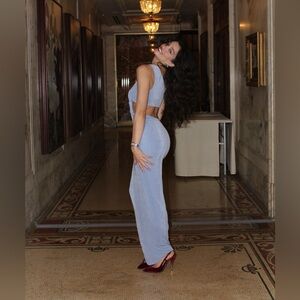 Slinky Maxi Dress in Baby Blue XS